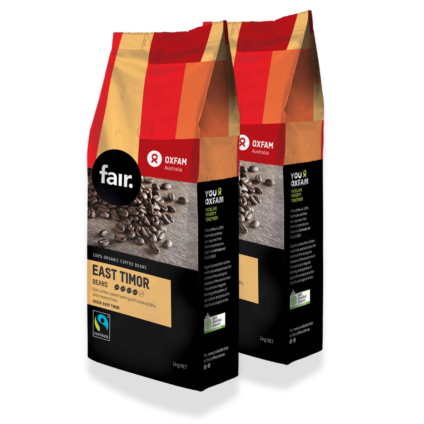 Oxfam fair East Timor Organic Fairtrade Coffee Beans 1kg
