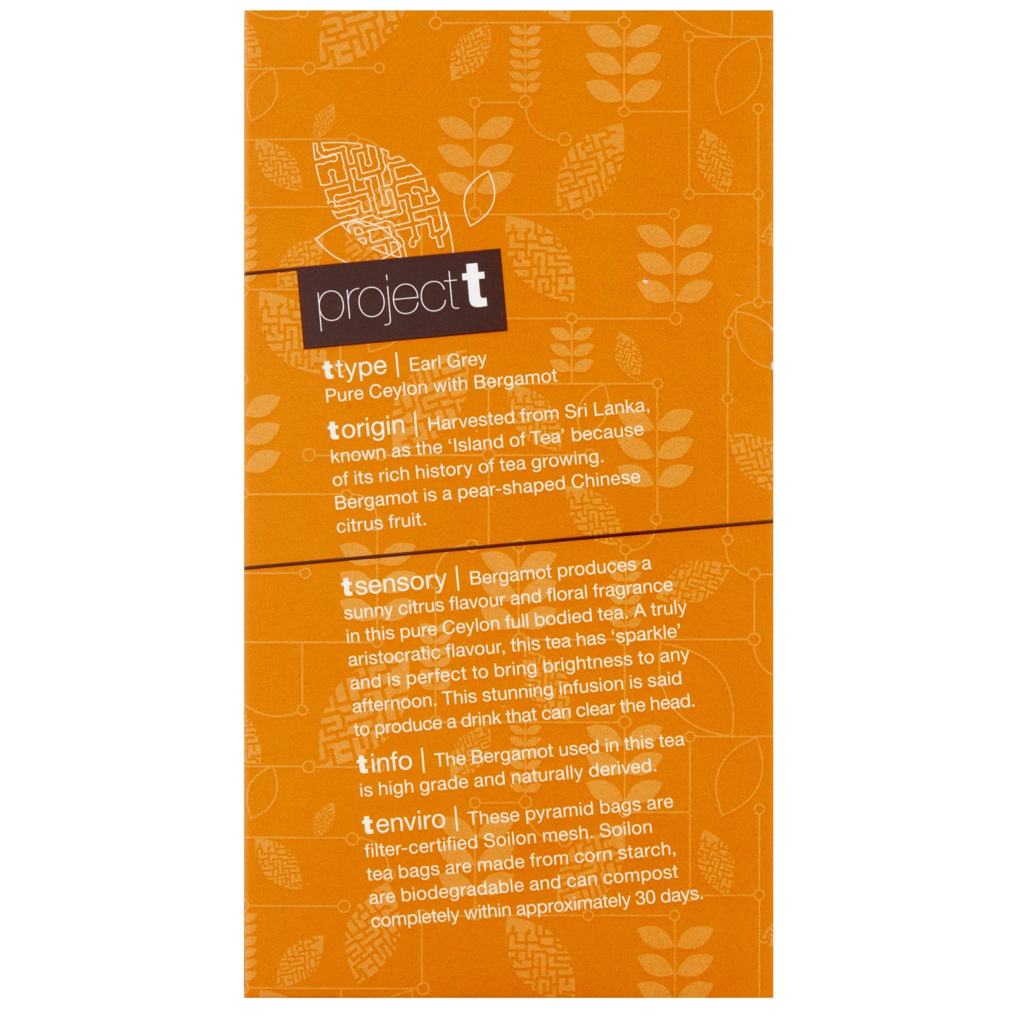 Project T Earl Grey Pyramid Tea Bags 18pk Fair Coffee