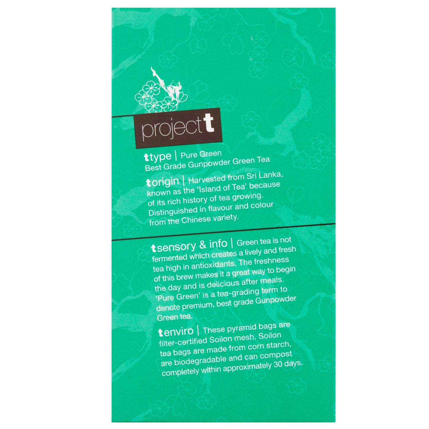 Project T Pure Green Pyramid Tea Bags 18pk Fair Coffee
