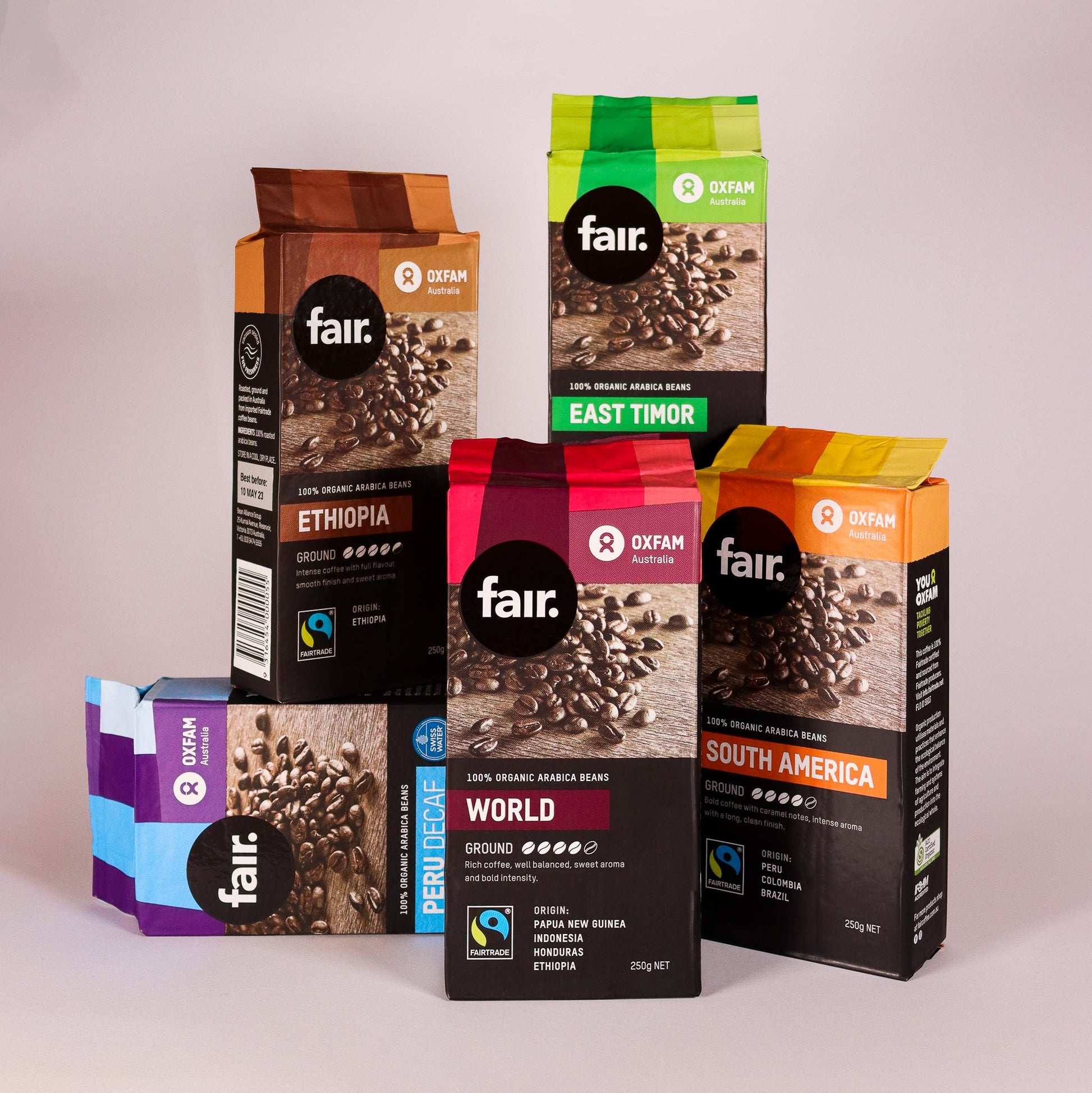 Oxfam Fair 250g Ground Sampler Pack Roasted Coffee Oxfam fair