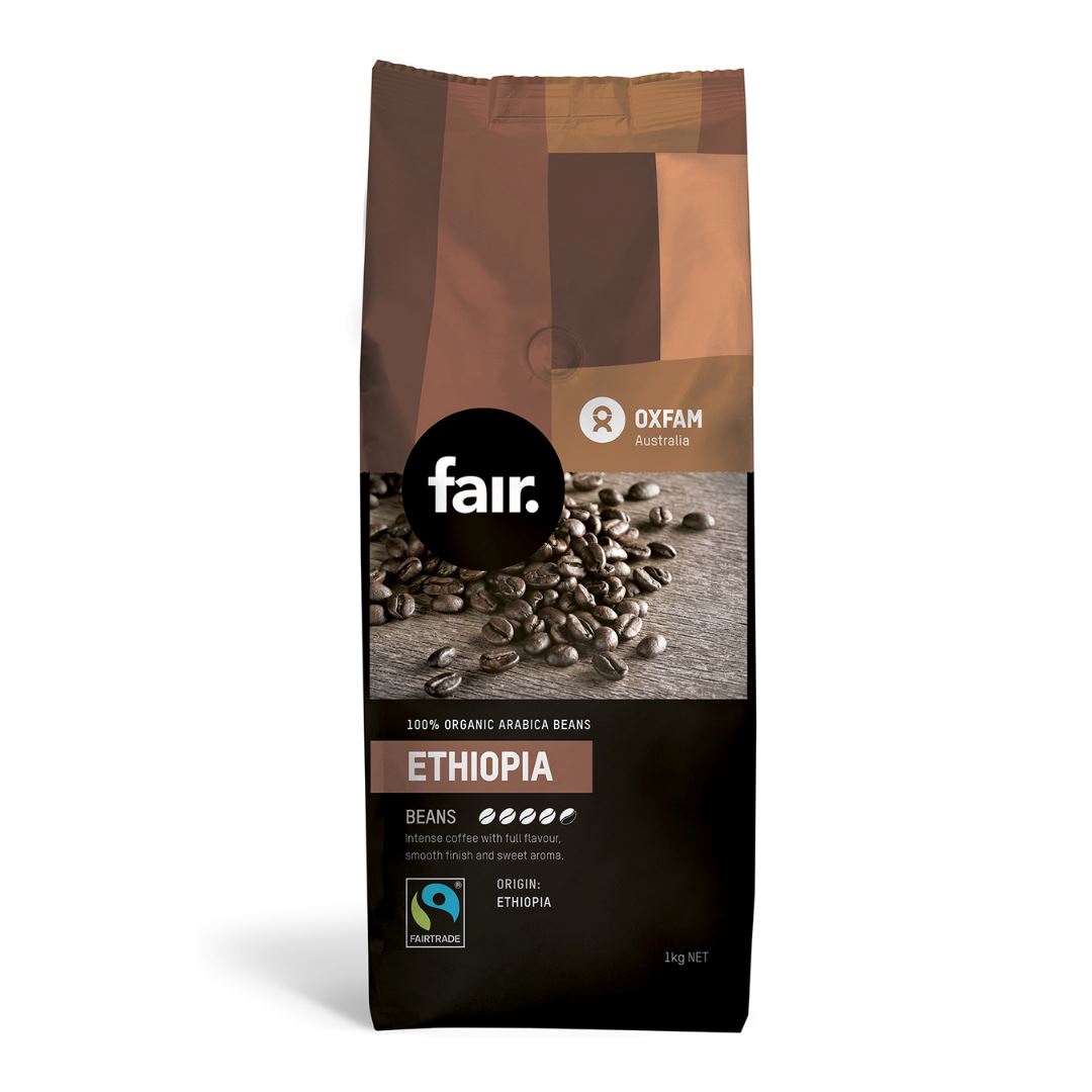 Oxfam fair Fairtrade organic Ethiopia coffee beans 1kg