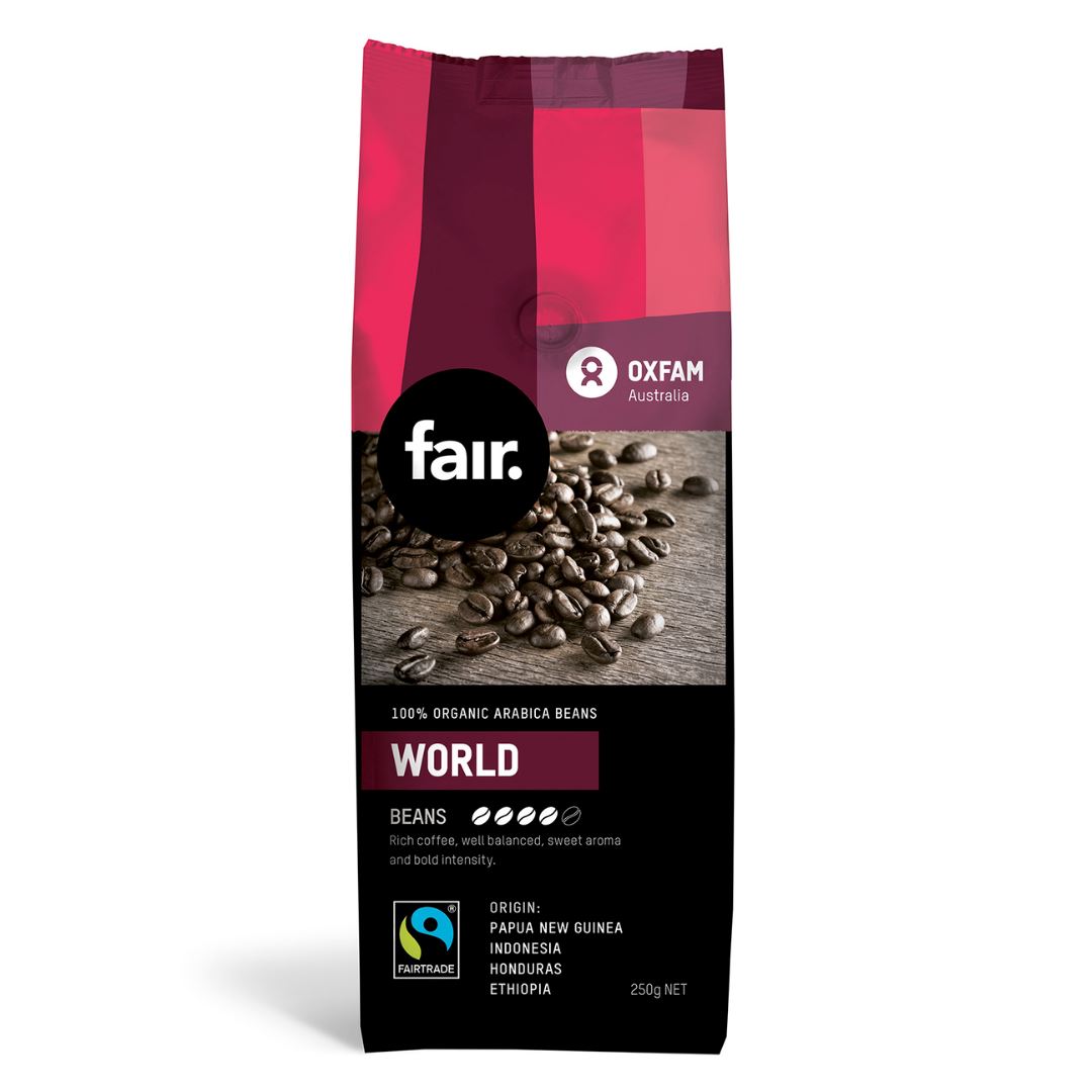 Oxfam fair World Blend Fairtrade Organic Coffee Beans 250g