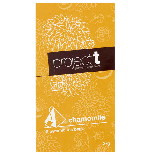 Enjoy a cup of Project t chamomile all day long with 18 bags per box