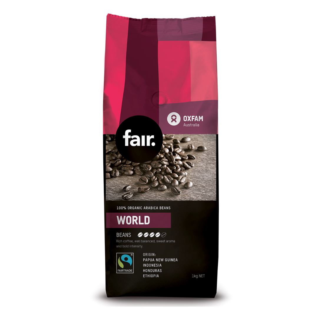 Oxfam fair World Blend Fairtrade Organic Coffee Beans 1kg